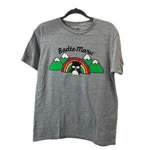 Sanrio Badtz-Maru Gray Rainbow Mountain Peaks Graphic Tee Shirt Womens Size M